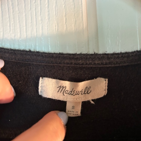Madewell Black Tie Front Cropped Sweater // Size S - Picture 3 of 6